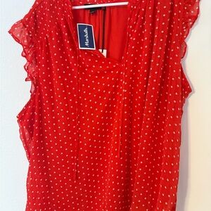 Tamara H. Red poka dot top- Vibrant Red
